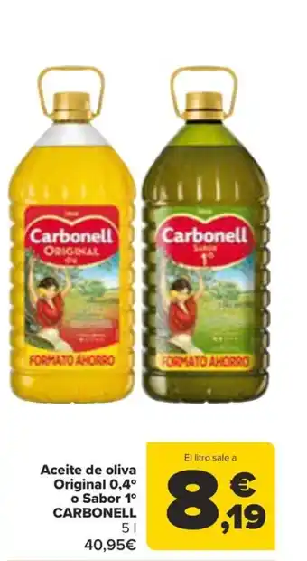 Carrefour Aceite de oliva Original 0,4° o Sabor 1⁰ CARBONELL oferta