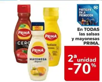 Carrefour EN TODAS las salsas y mayonesas PRIMA. oferta