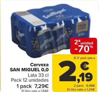 Carrefour Cerveza SAN MIGUEL 0,0 oferta