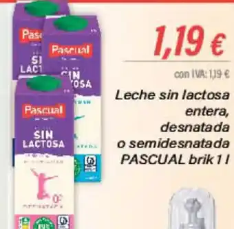 Cash Ifa Leche sin lactosa entera, desnatada o semidesnatada PASCUAL brik 11 oferta