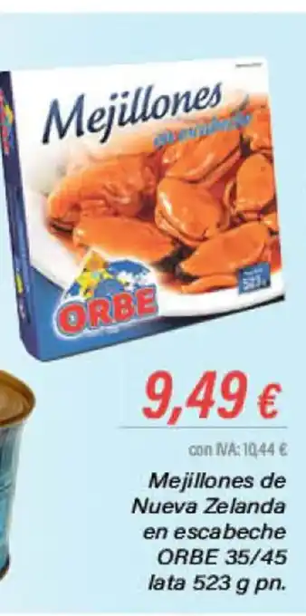 Cash Ifa Mejillones de Nueva Zelanda en escabeche ORBE 35/45 lata 523 g pn. oferta