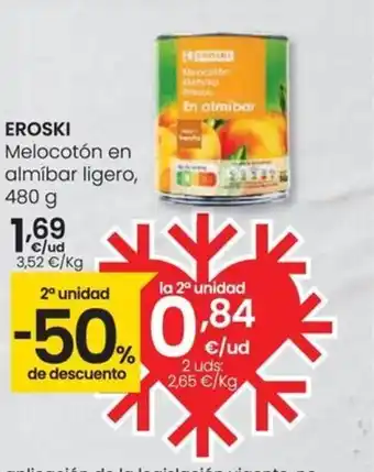 Eroski EROSKI Melocotón en almíbar ligero, 480 g oferta