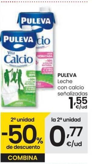 Eroski PULEVA Leche con calcio señalizadas oferta
