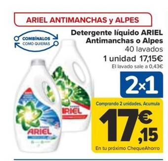 Carrefour Detergente líquido ARIEL Antimanchas o Alpes oferta