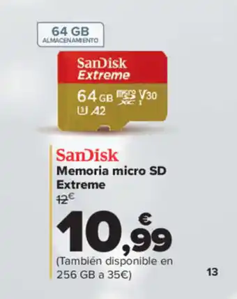 Carrefour SanDisk Memoria micro SD Extreme oferta