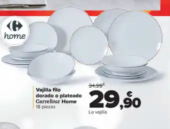 Carrefour Vajilla filo dorado o plateado Carrefour Home 18 piezas oferta