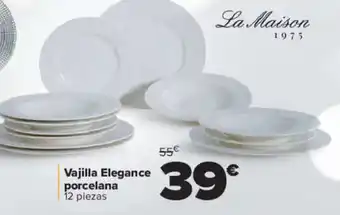 Carrefour Vajilla Elegance porcelana 12 piezas oferta