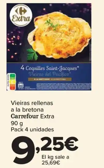 Carrefour Vieiras rellenas a la bretona Carrefour Extra 90 g Pack 4 unidades oferta