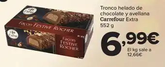 Carrefour Tronco helado de chocolate y avellana Carrefour Extra 552 g oferta