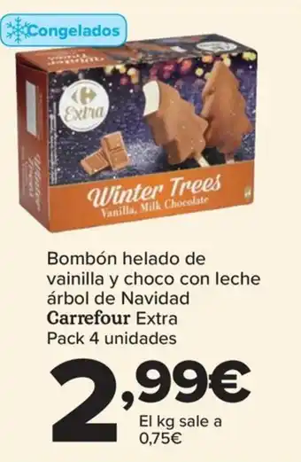 Carrefour Bombón helado de vainilla y choco con leche árbol de Navidad Carrefour Extra oferta