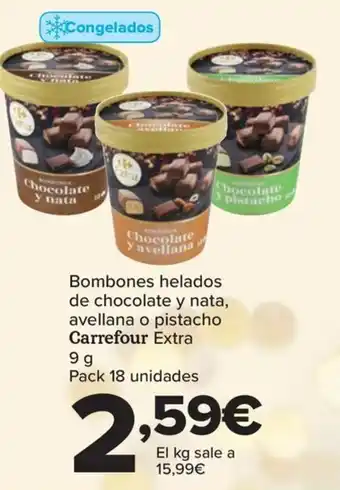 Carrefour Bombones helados de chocolate y nata, avellana o pistacho Carrefour Extra oferta