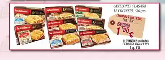 Congelados Copos Canelones O Lasaña La Cocinera oferta