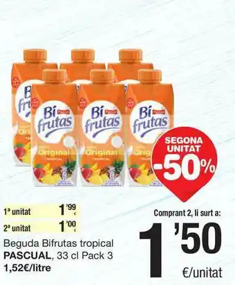 SPAR Fragadis Beguda Bifrutas Tropical Pascual Segona Unitat -50% oferta