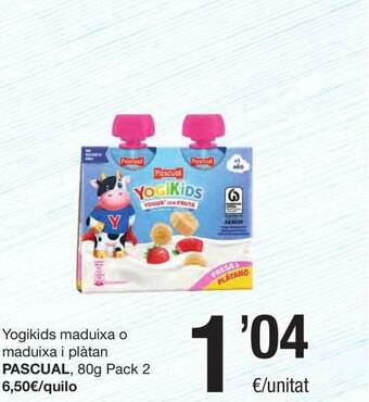 SPAR Fragadis Yogikids Maduixa O Maduixa I Plàtan Pascual oferta