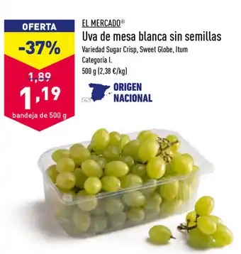 ALDI El Mercado Uva de mesa blanca sin semillas 500g oferta