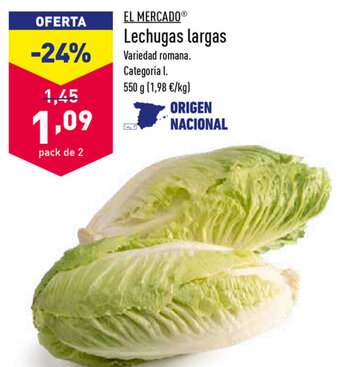 ALDI El Mercado Lechugas Largas 550 g oferta