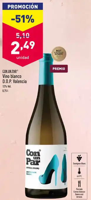 ALDI Con Un Par Vino blanco D.O.P. Valencia 0,75 L oferta