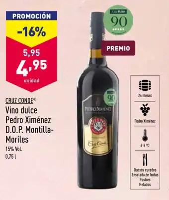ALDI Cruz Conde Vino dulce Pedro Ximénez D.O.P. Montilla-Moriles 0,75 L oferta