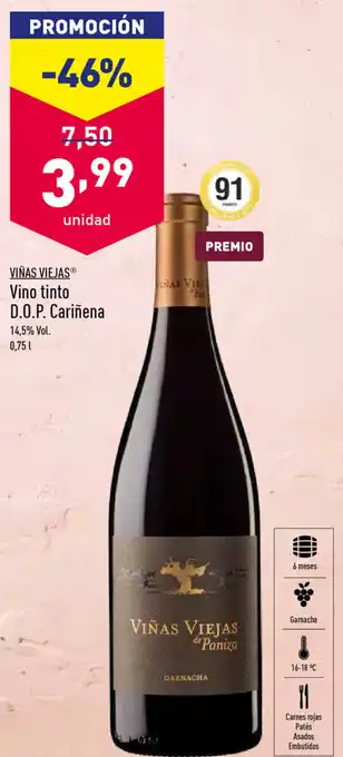 ALDI Viñas Viejas Vino tinto D.O.P. Cariñena 0,75 L oferta