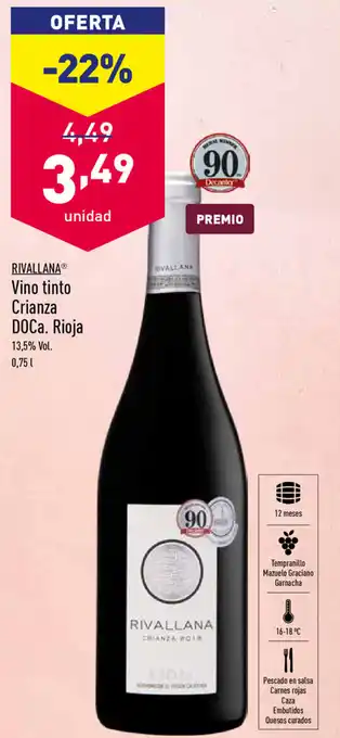 ALDI Rivallana Vino tinto Crianza DOCa. Rioja 0,75 L oferta
