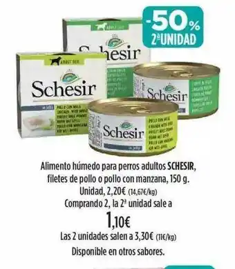 El Corte Inglés Alimento Húmedo Perros Adultos Schesir Filetes De Pollo O Pollo Con Manzana oferta