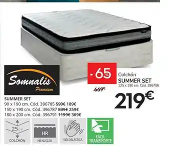 Conforama Summer Set Colchón Somnalis Premium 135x190cm oferta