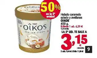Alimerka Oikos Helado Caramelo Salado Y Avellanas 400g oferta