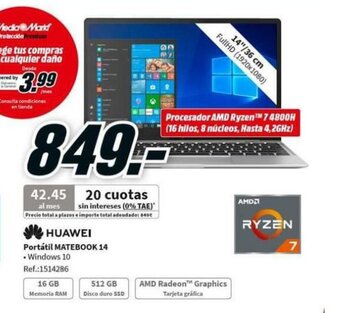 MediaMarkt Huawei Portátil Matebook 14 oferta