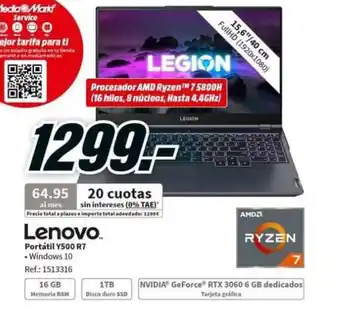 MediaMarkt Lenovo Portátil Y500 RT oferta