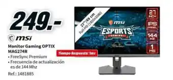 MediaMarkt MSi Monitor Gaming OPTIX MAG274R oferta