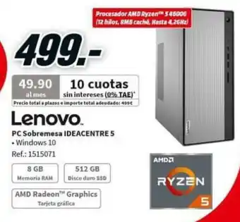 MediaMarkt Lenovo PC Sobremesa Ideacentre 5 oferta
