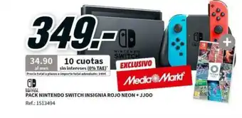 MediaMarkt Switch Pack Nintendo Switch Insignia Rojo Neon + Jjoo oferta