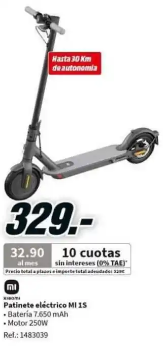 MediaMarkt Patinete eléctrico MI15 oferta