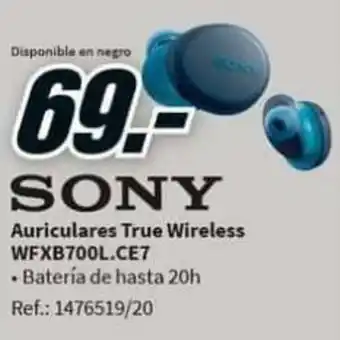 MediaMarkt Sony Auriculares True Wireless WFXB700L oferta