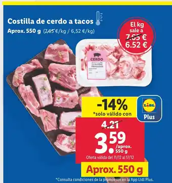 Lidl Costilla de cerdo a tacos oferta