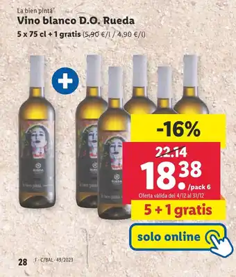 Lidl Vino blanco D.O. Rueda oferta