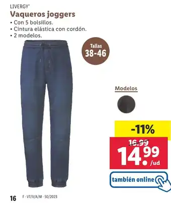 Lidl LIVERGY® Vaqueros joggers oferta