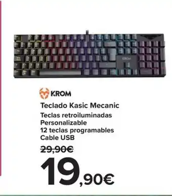 Carrefour Teclado Kasic Mecanic Teclas retroiluminadas Personalizable oferta
