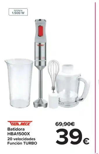 Carrefour TURMIX Batidora HBA1500X 20 velocidades Función TURBO oferta