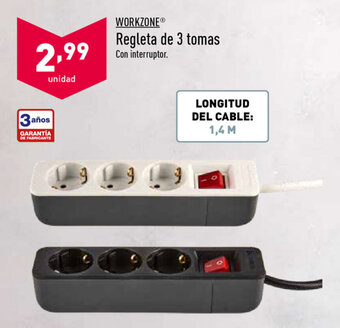 ALDI Workzone Regleta de 3 tomas oferta