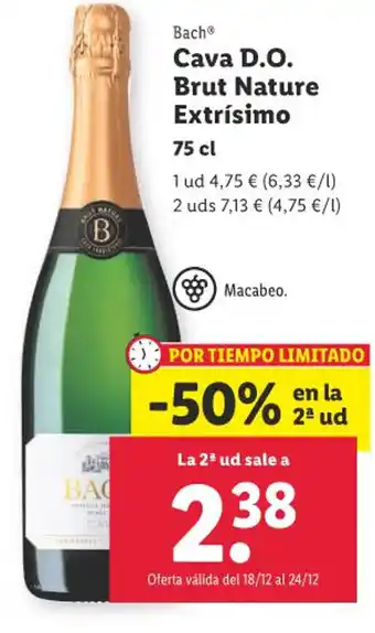 Lidl Bach® Cava D.O. Brut Nature Extrísimo oferta