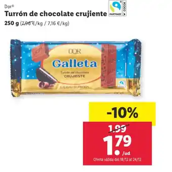 Lidl Dor® Turrón de chocolate crujiente 250 g oferta
