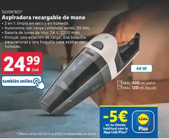 Lidl Aspiradora recargable de mano oferta