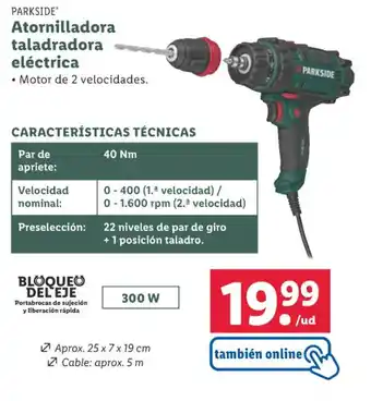 Lidl PARKSIDE Atornilladora taladradora eléctrica oferta