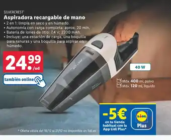 Lidl Aspiradora recargable de mano oferta