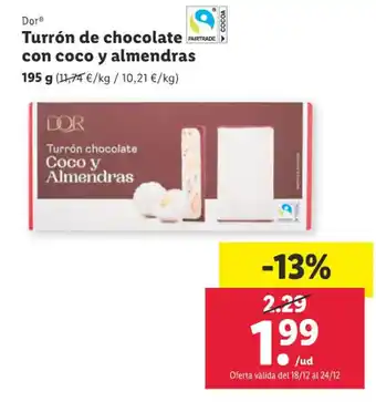 Lidl Dor® Turrón chocolate Coco y Almendras oferta