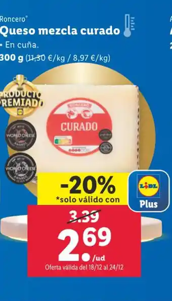 Lidl Queso mezcla curado oferta