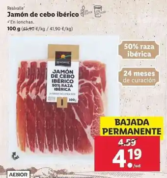 Lidl Realvalle Jamón de cebo ibérico 100g oferta