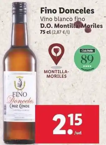 Lidl Fino Donceles D.O Montilla Moriles 75cl oferta