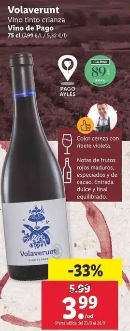 Lidl Volaverunt Vino de Pago 75cl oferta